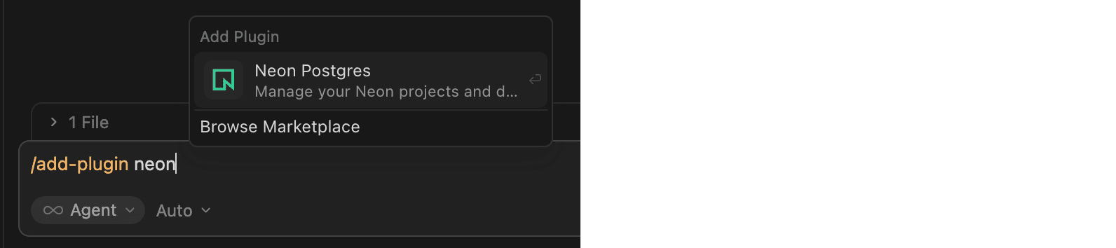 Neon Postgres in the Add Plugin menu